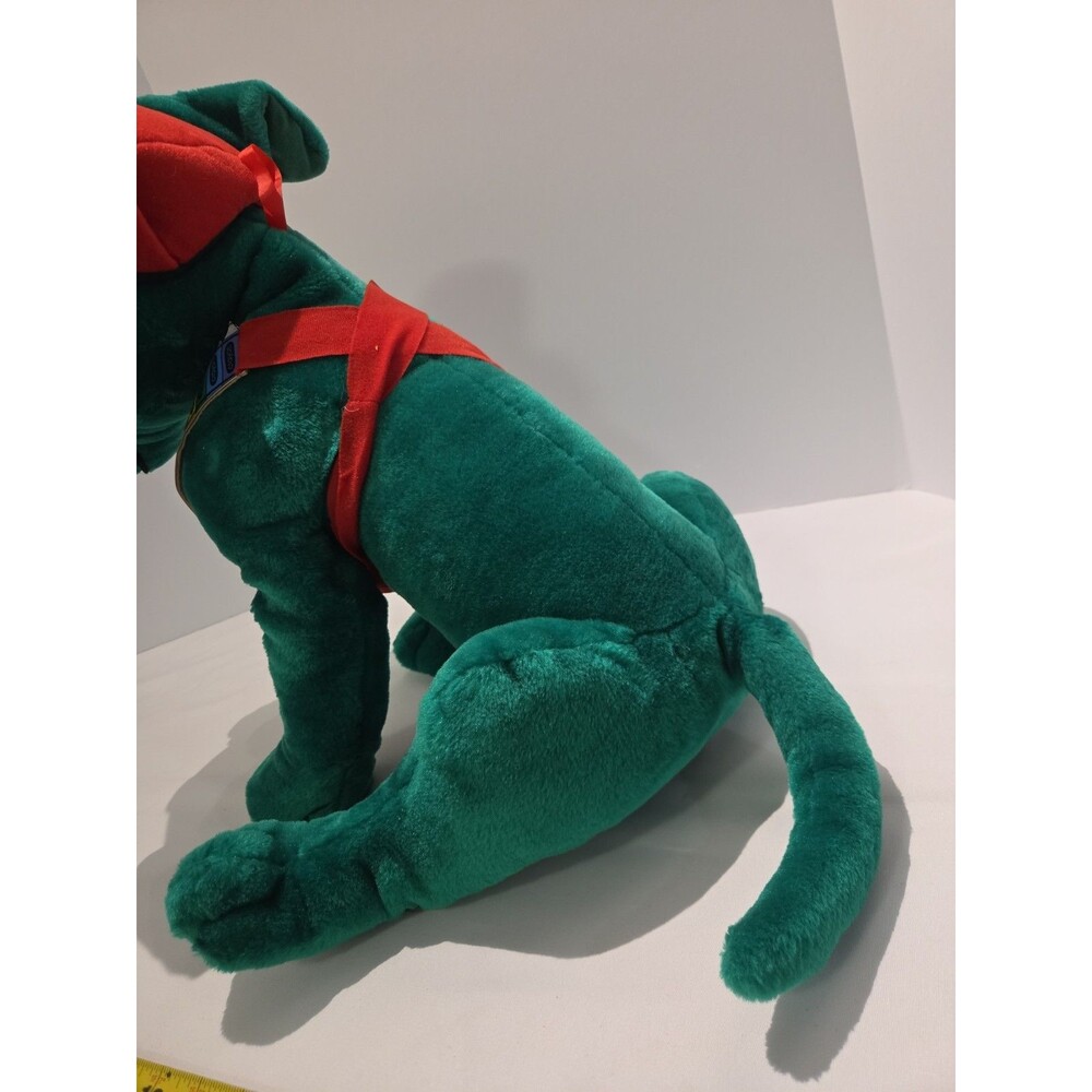 Vtg 24" Nanco 2000 Bright Green Chihuahua Plush Dog Crayon Bandolier Red Beret - Picture 7 of 12